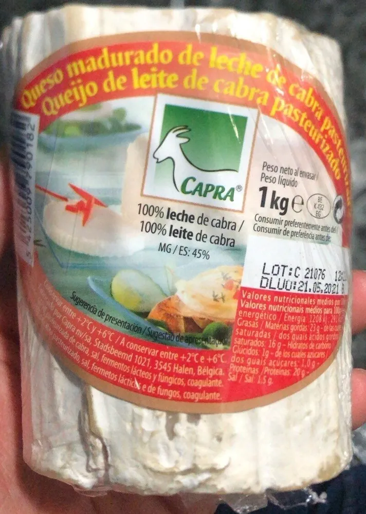 Queso madurado de leche de cabra pasteurizada