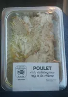 Poulet aubergines, riz à la crème
