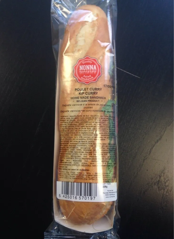 Poulet curry sandwich