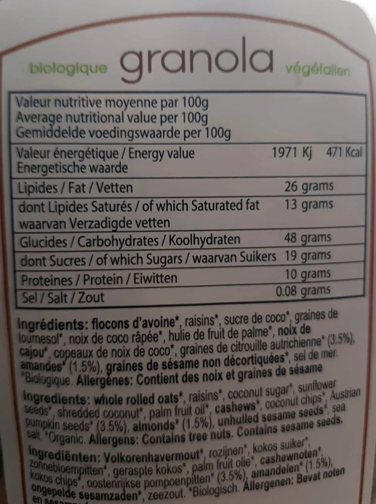 Granola au sucre de coco