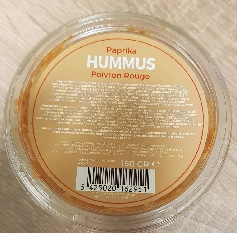 Hummus poivron rouge