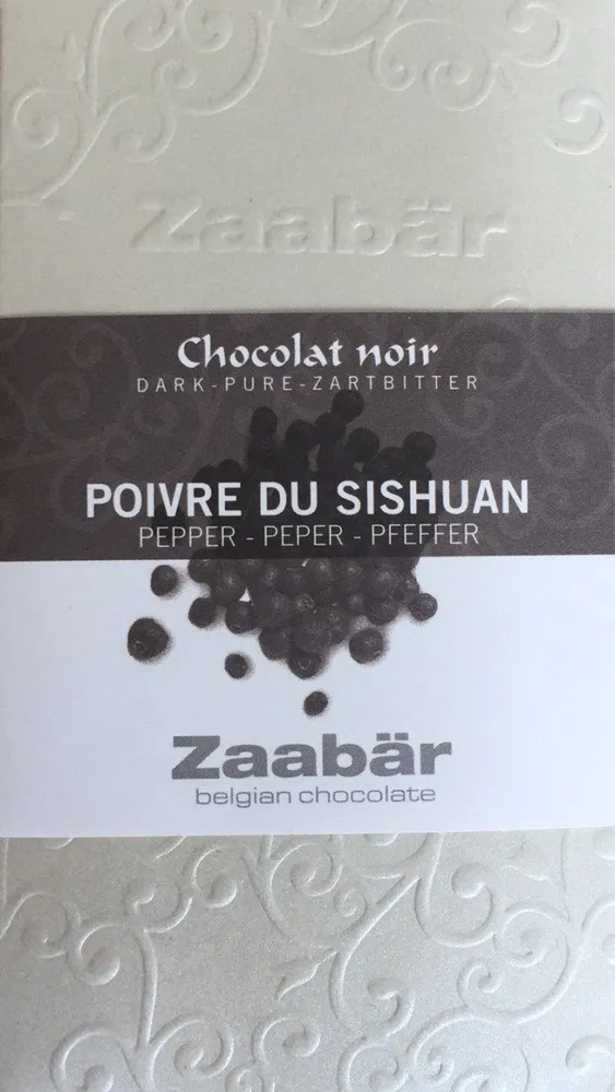 chocolat noir, poivre du Sishuan