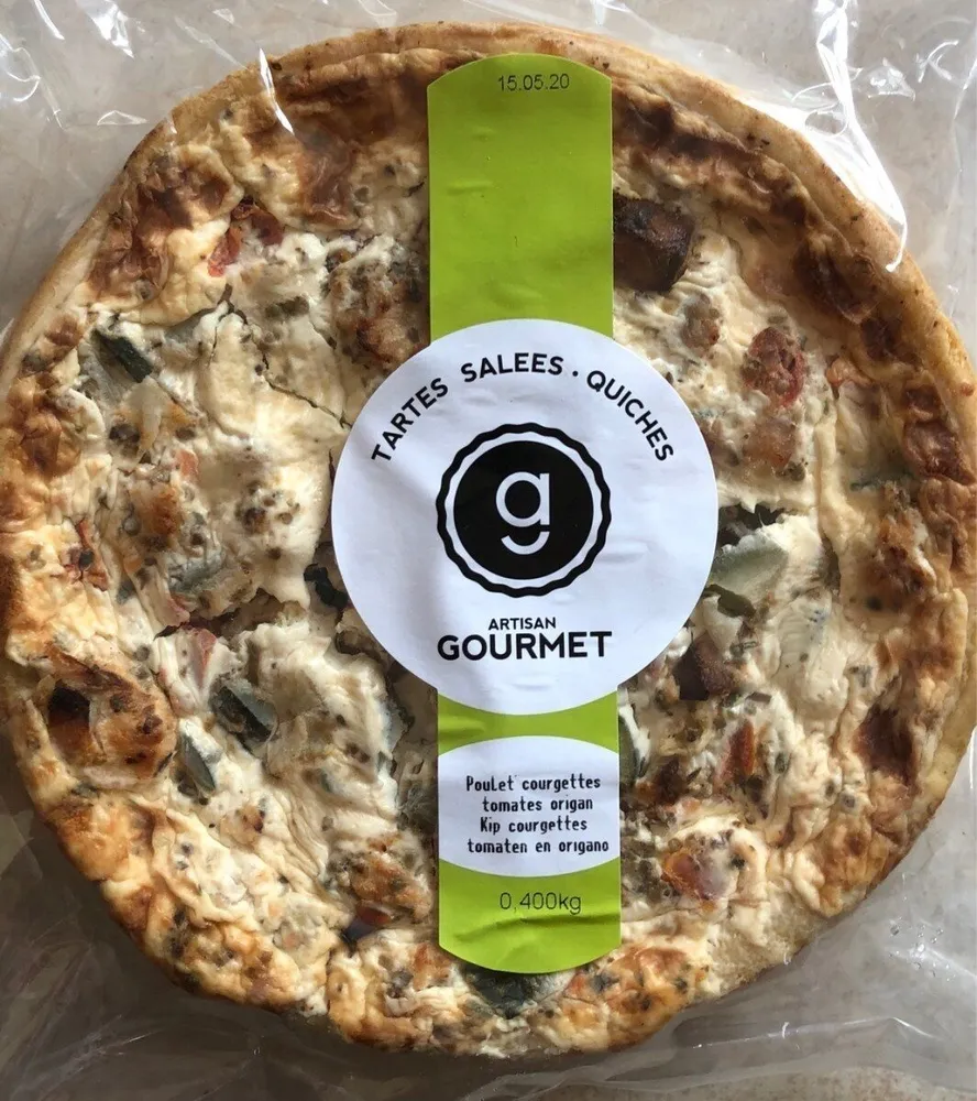 Quiche poulet, courgettes, tomates, origan