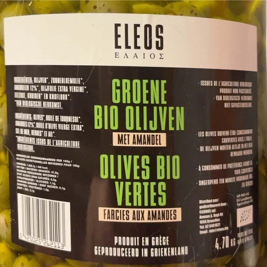 Olive bio vertes farcies aux amandes