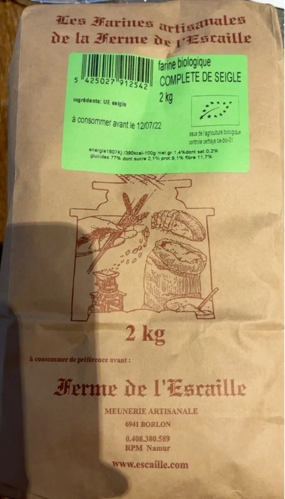 Farine biologique complete de seigle