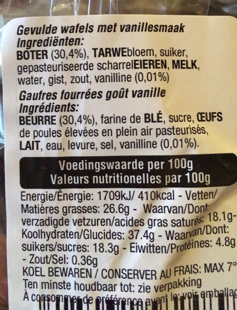 Gevulde wafels met vanulle