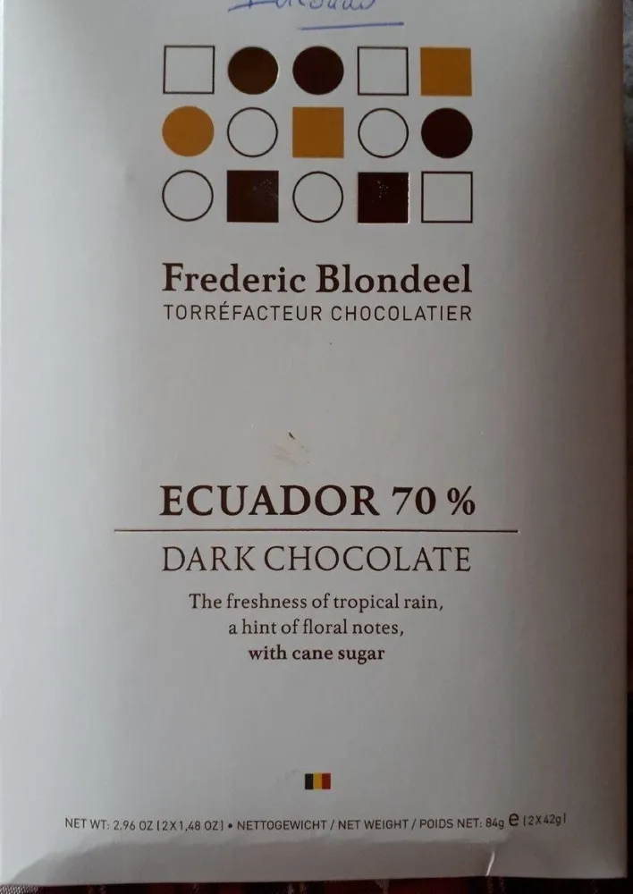 Chocolat Frédéric Blondeel Ecuador 70%
