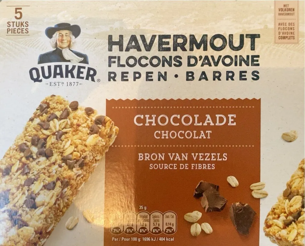 Barres aux flocons d’avoine et morceaux de chocolat
