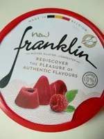 Belgian cuberdon with pieces of rasberry