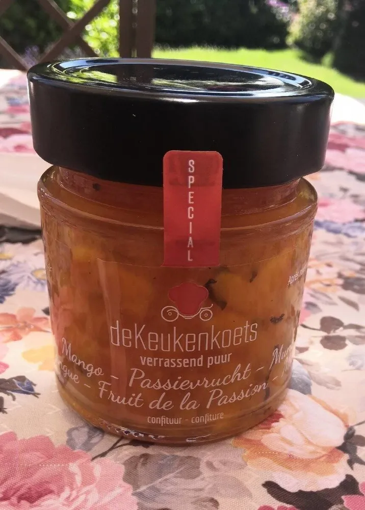 Confiture deKeukenkoets mangue-fruit de la passion-menthe