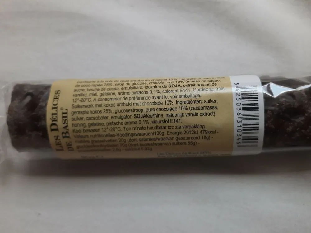 Confiserie à  la noix de coco enrobé de chocolat