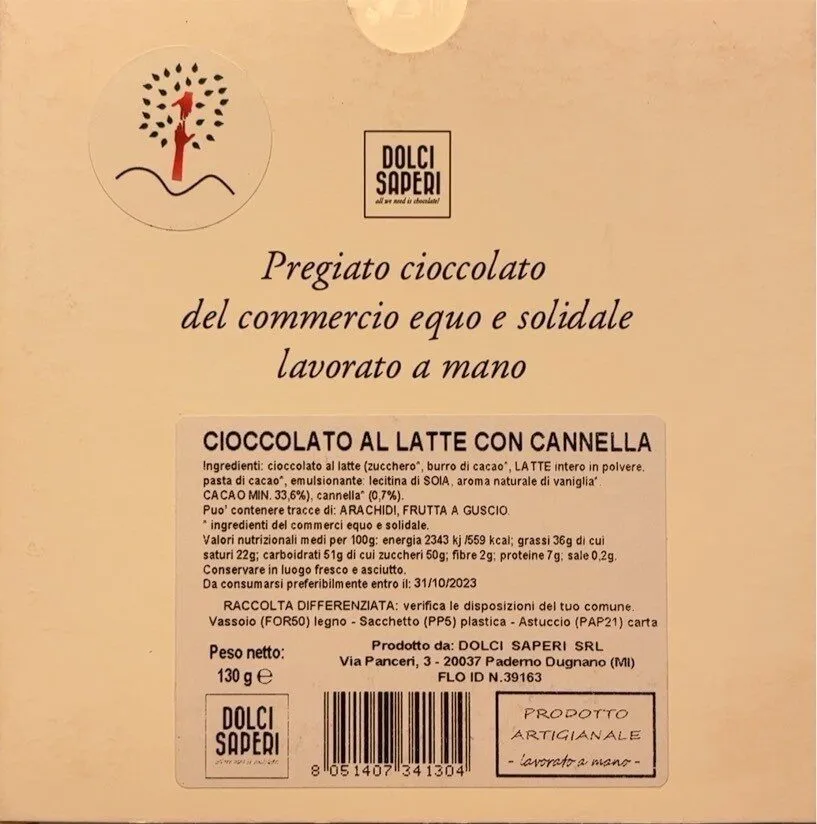 Cioccolato al latte con cannella