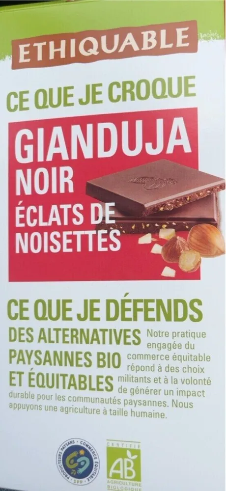 Gianduja noir eclat de nousettes