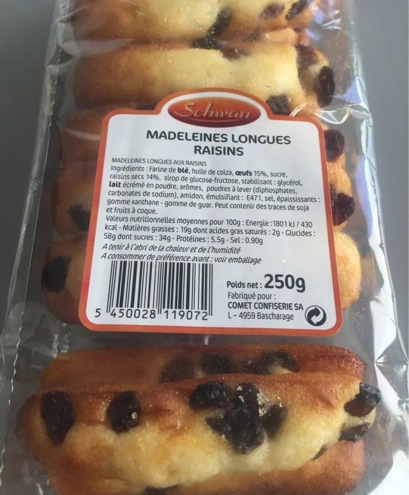Madeleines longues raisind
