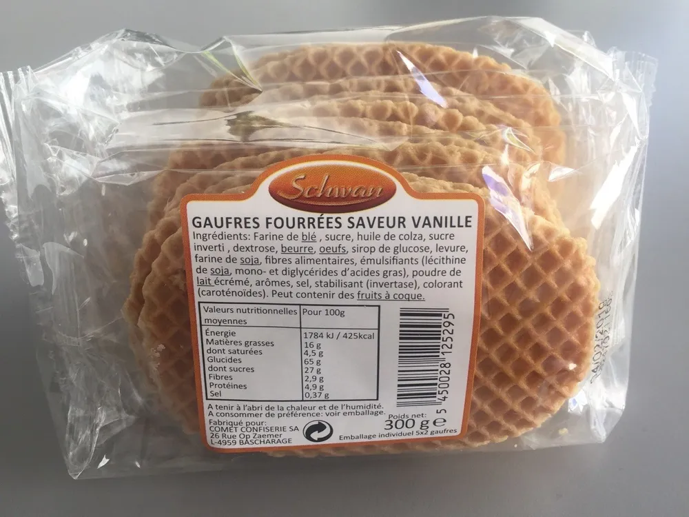 Gaufres Fourrées Saveur Vanille
