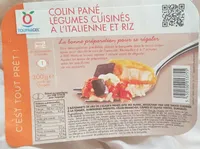 Colin pané, légumes cuisinés à l'italienne et riz
