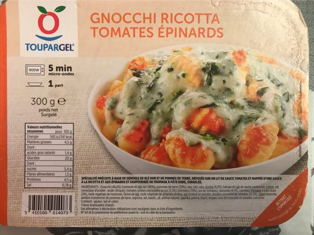 Gnocchi ricotta tomates epinards