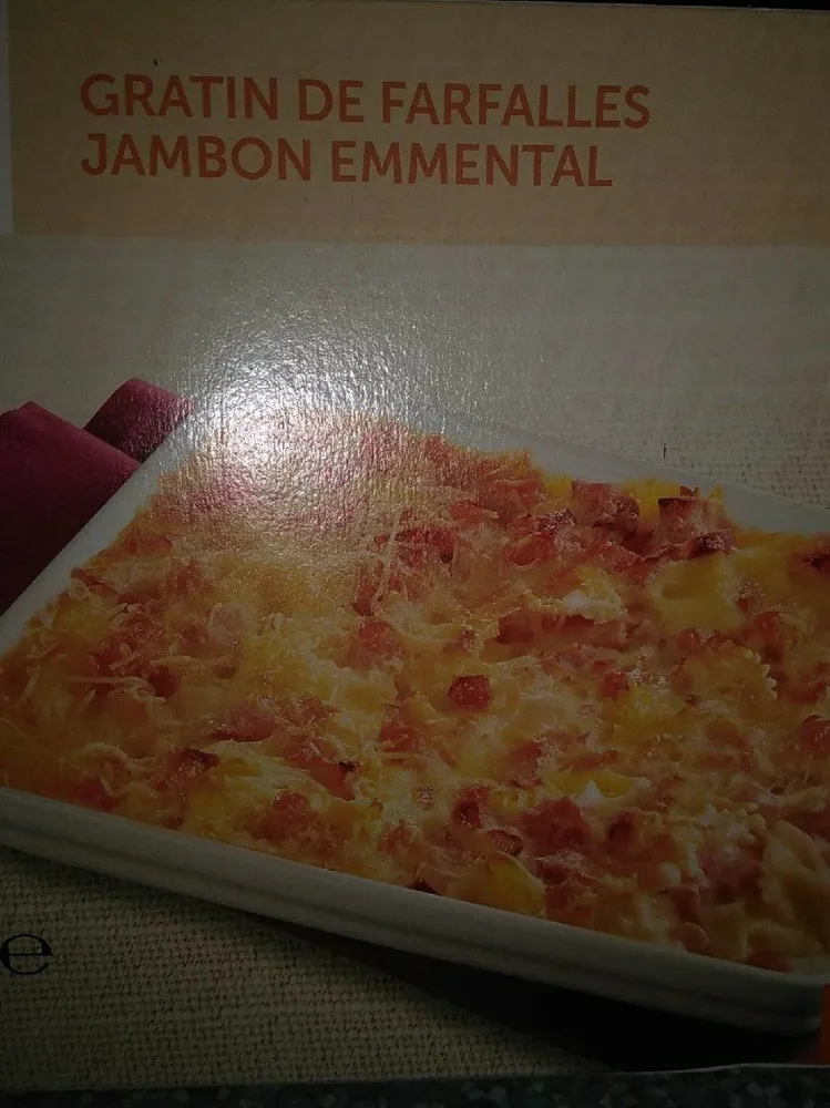 Gratin de farfalles jambon emmental