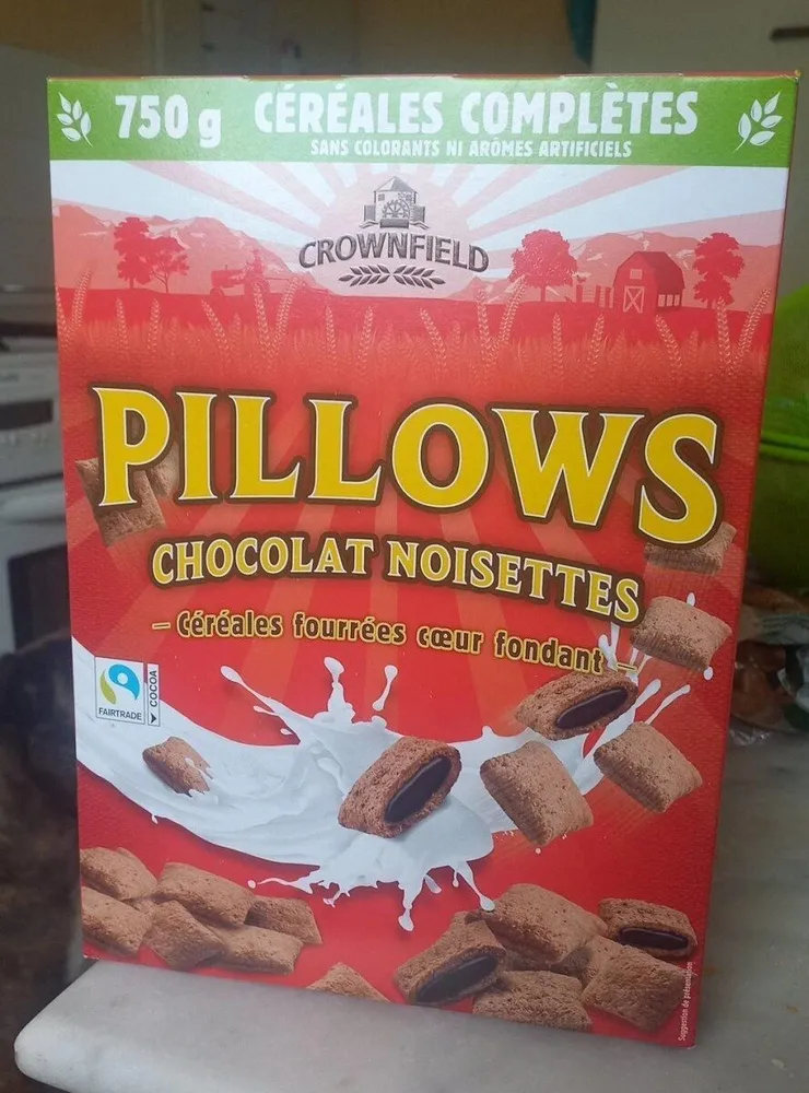 Pillows chocolat noisettes Céréales fourrées coeur fondanr