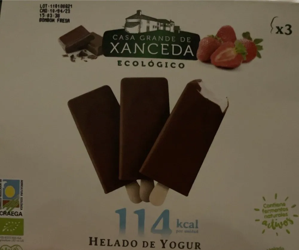 Helado yogur choco fresa