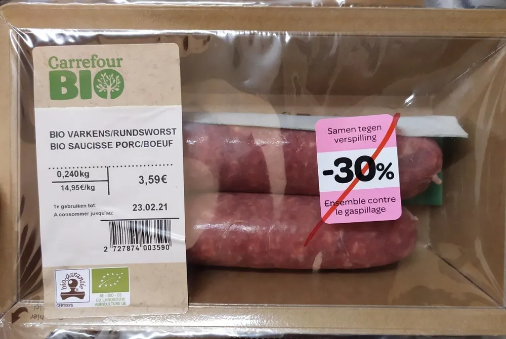 Bio saucisse porc/boeuf