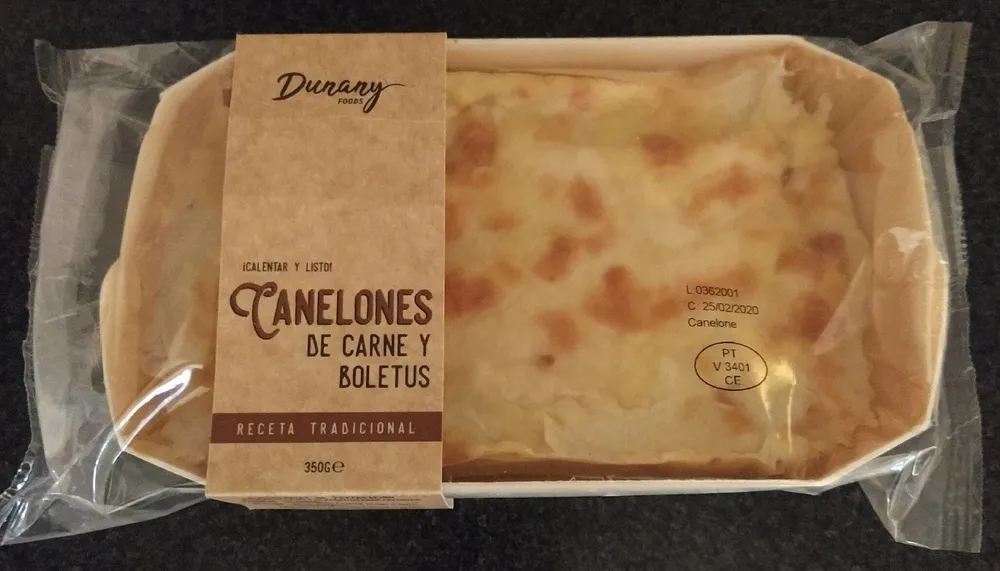 Canelones de carne y boletus