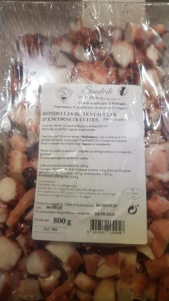 Rondelles de tentacules d'encornets cuites