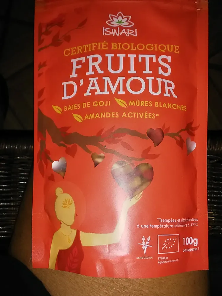 Fruits D'Amour - Goji, Mulberries, Amandes Bio - 100 G - Iswari