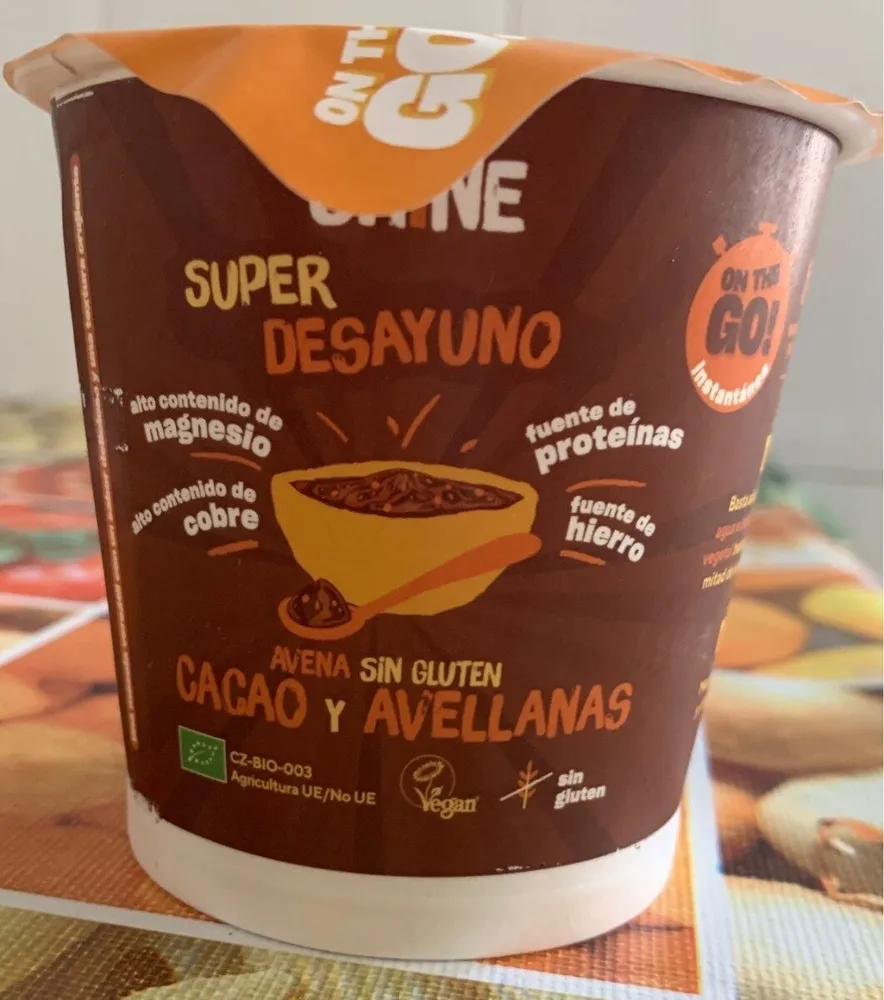 Super desayuno avena sin gluten cacao y avellanas