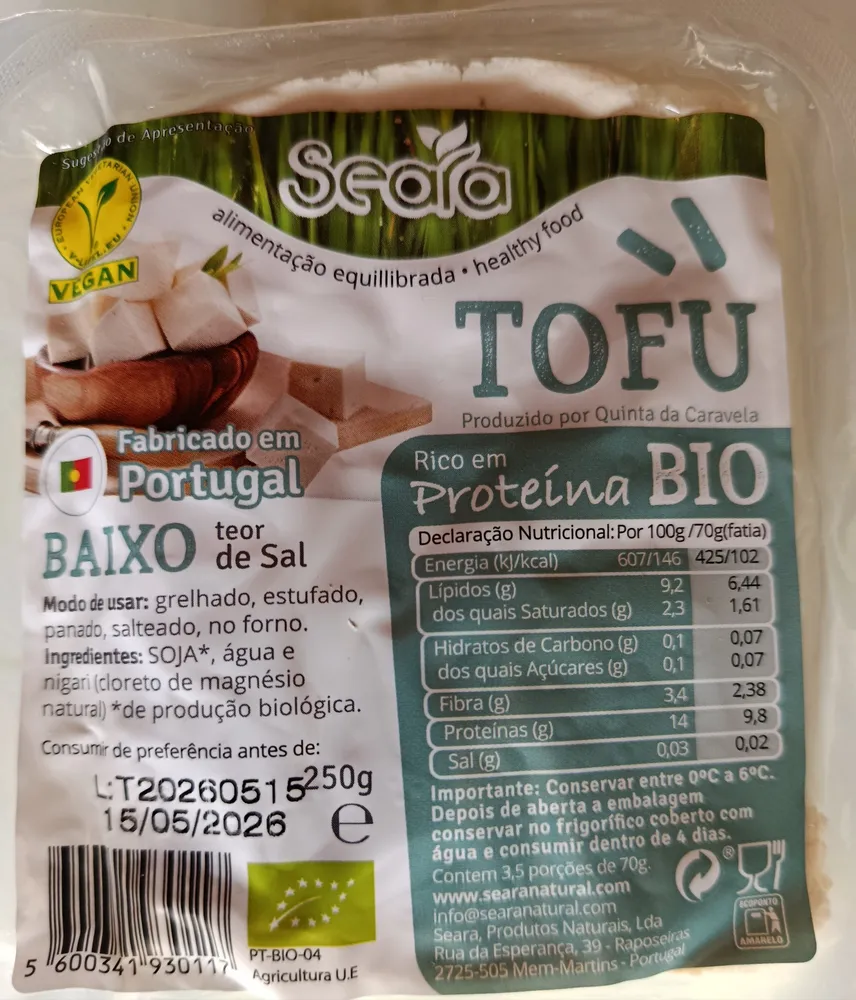 Tofu Bio Seara 250g  vegan