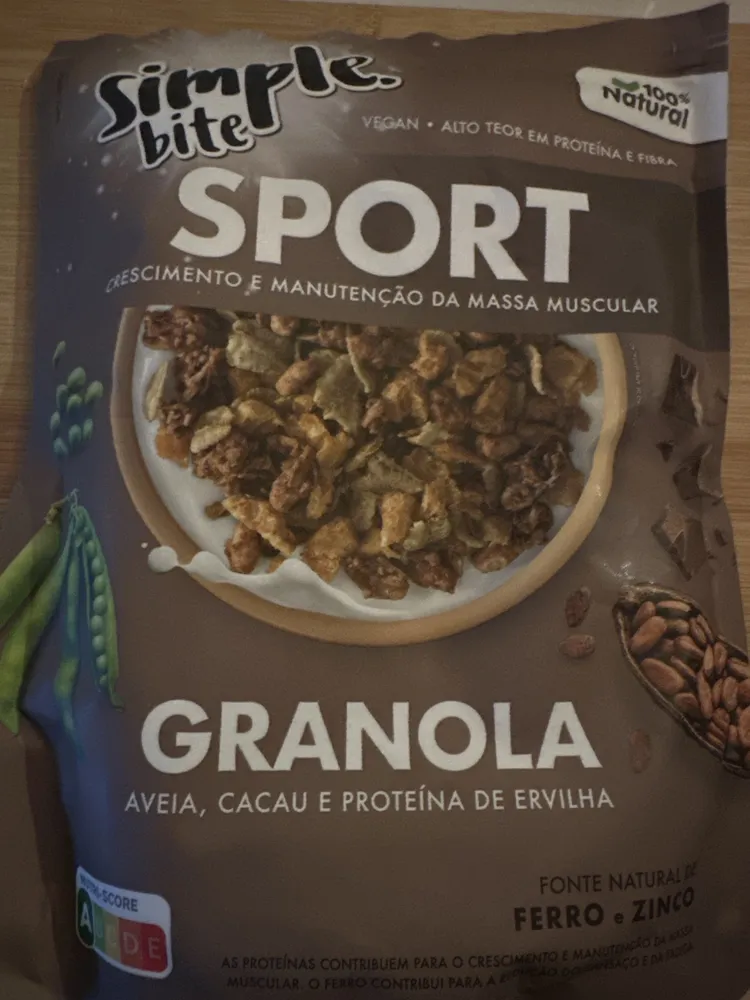 Granola Sport Aveia, Cacau e Proteína de Ervilha