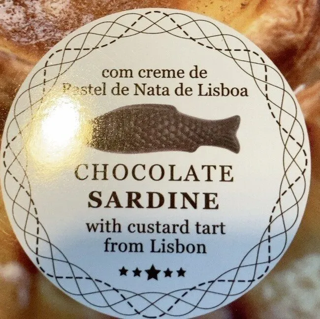 Chocolate sardine with pastel de nata cream from Lisbon