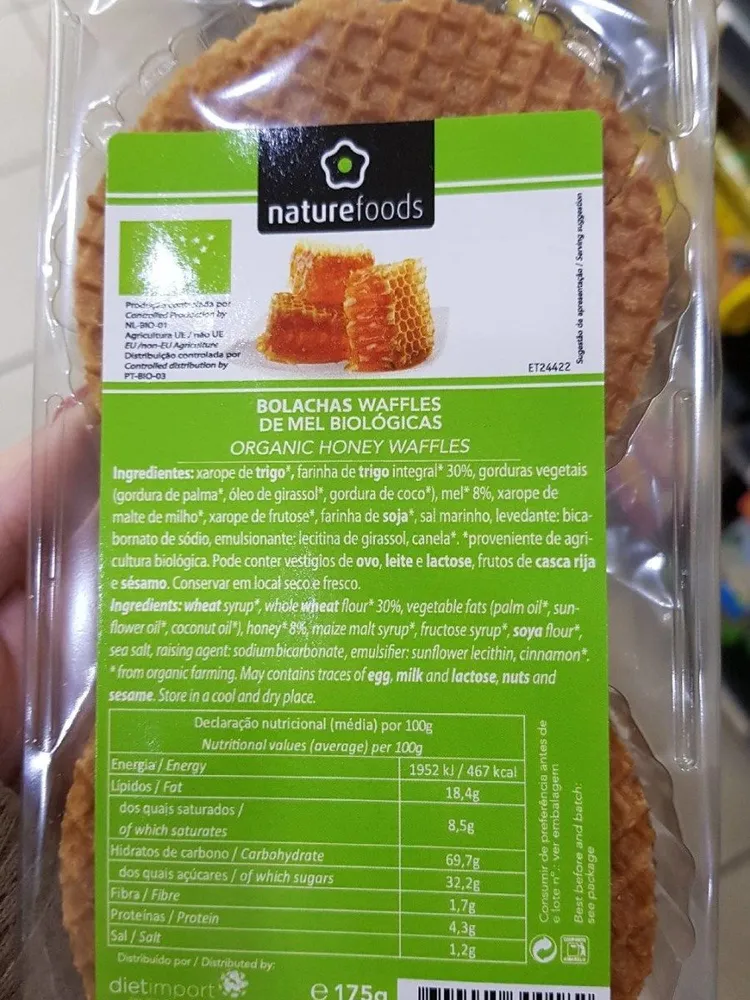 Bolachas Waffles de mel bio