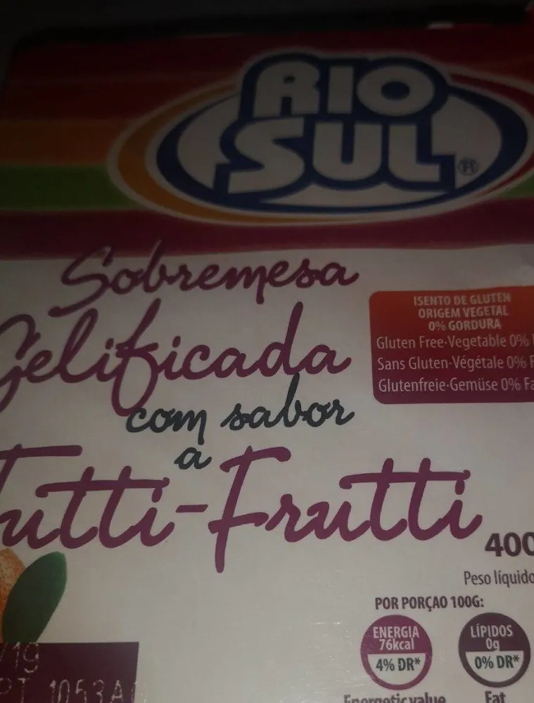 Sobrrmsa gelificada tutti fruitti