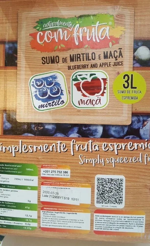 Sumo de Mirtilo e maçã