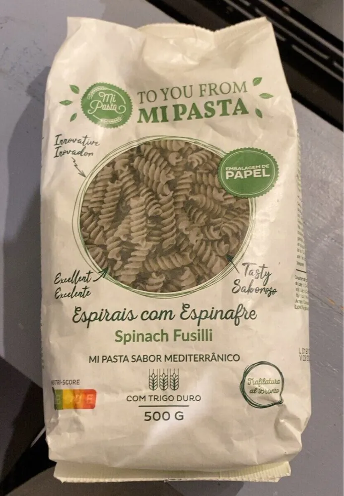 espirais com espinafre