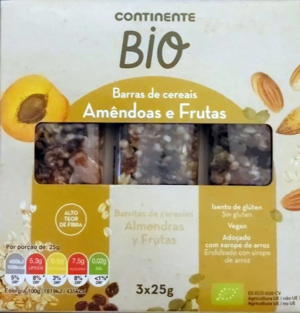 Barras de cereais Amêndoas e Frutas