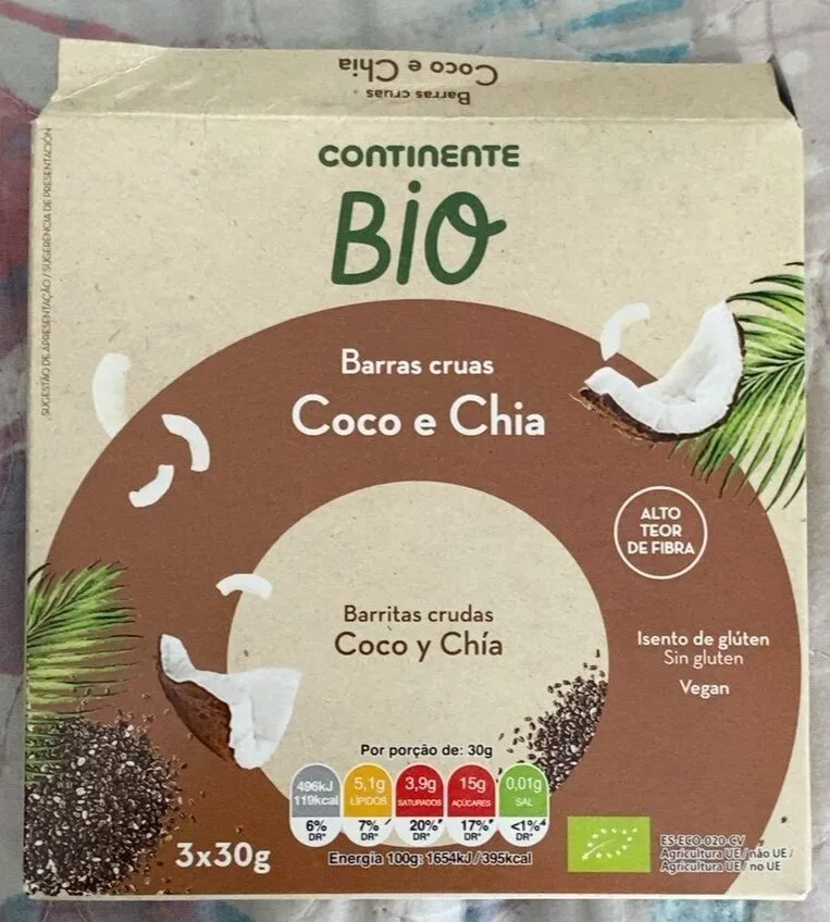 Barras cruas Coco e Chia