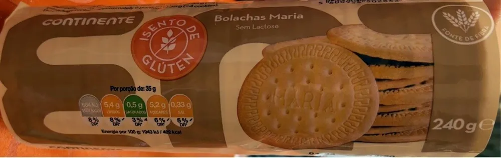 Bolachas Maria Sem Lactose