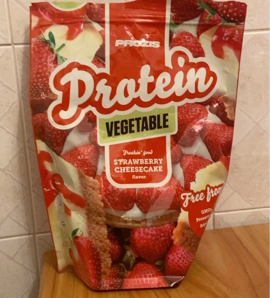 Protein vegetable strawberry cheesecake