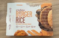Vegan burger rice with sweet potato and turmeric