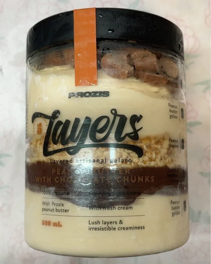 Layers Peanut butter with chocolate chunks