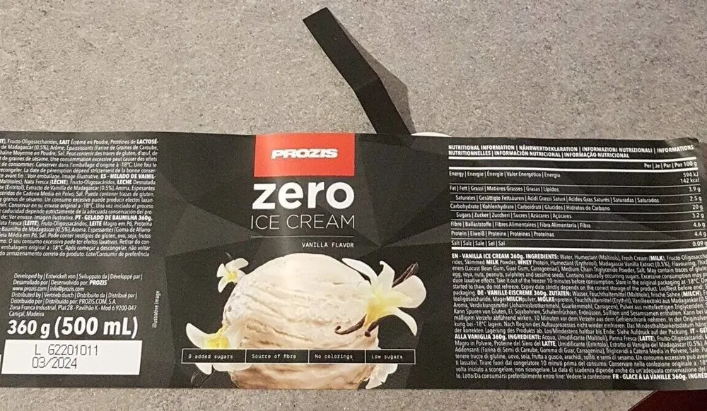 Zero Ice cream vanilla flavor