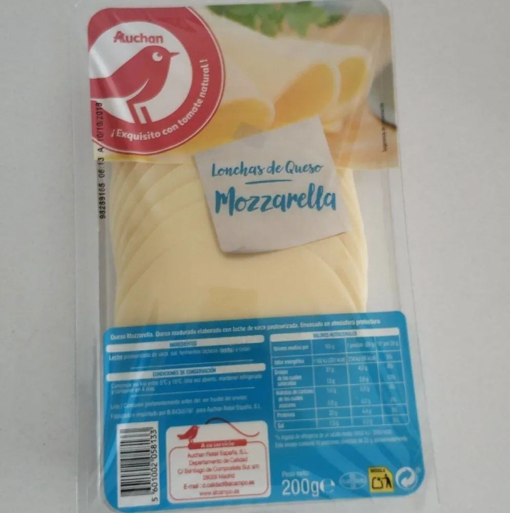 Lonchas queso mozzarella