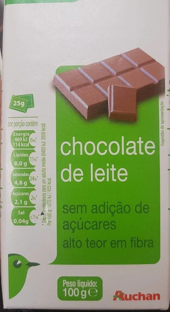 Chocolate con leche sin azúcares añadidos