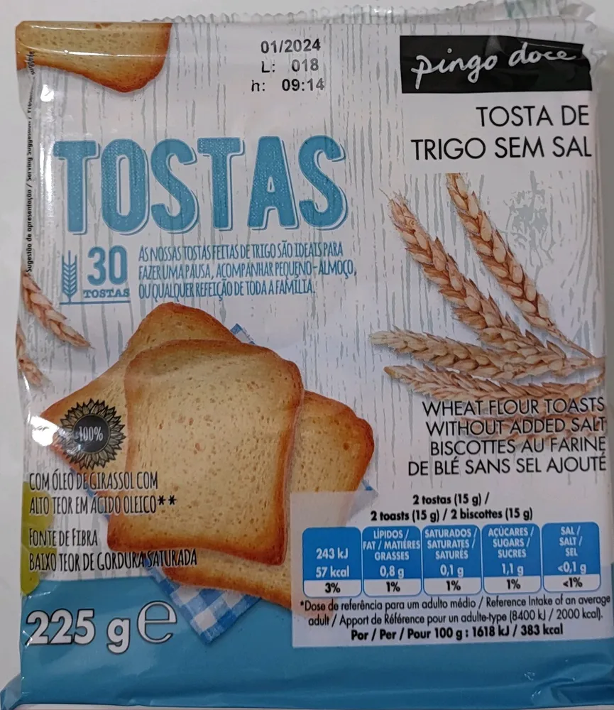 Tosta de Trigo sem Sal