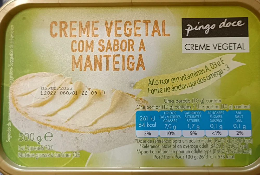 Creme Vegetal com Sabor a Manteiga