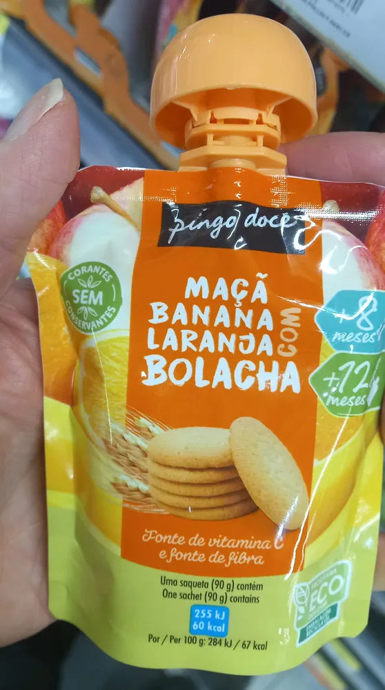 Maçã Banana Laranja Bolacha com