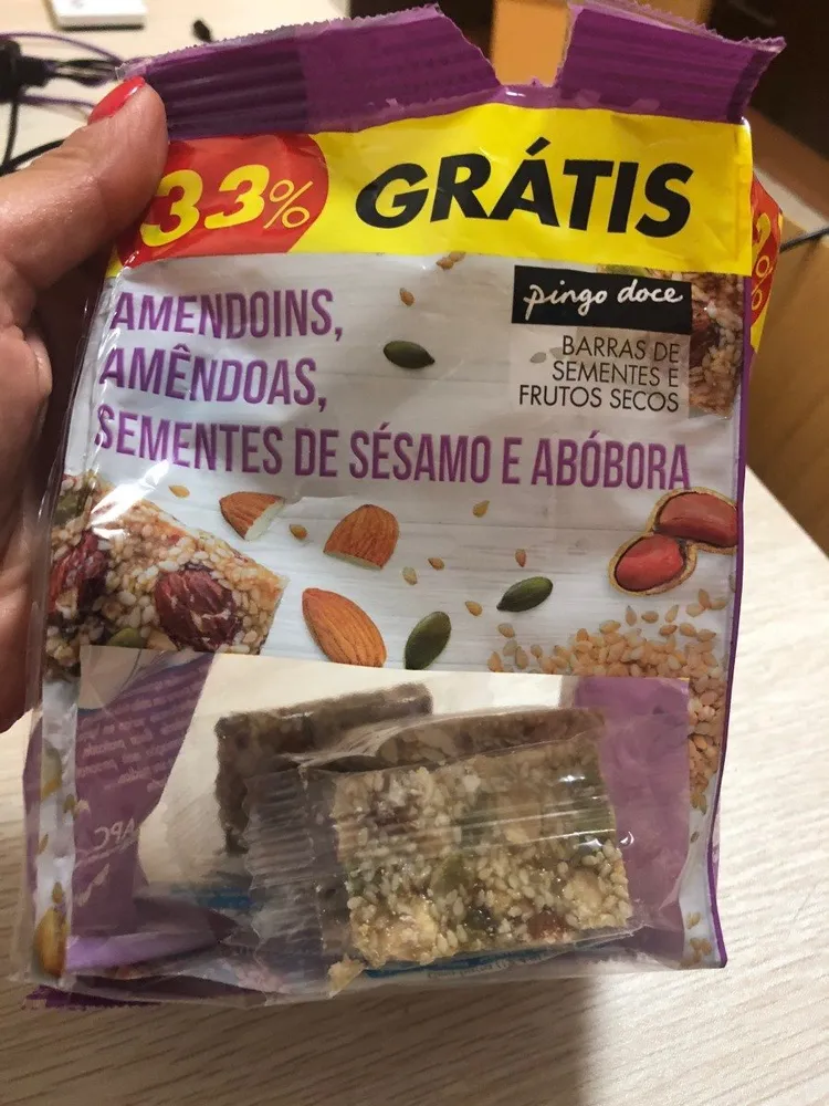 Barras de sementes e frutos secos