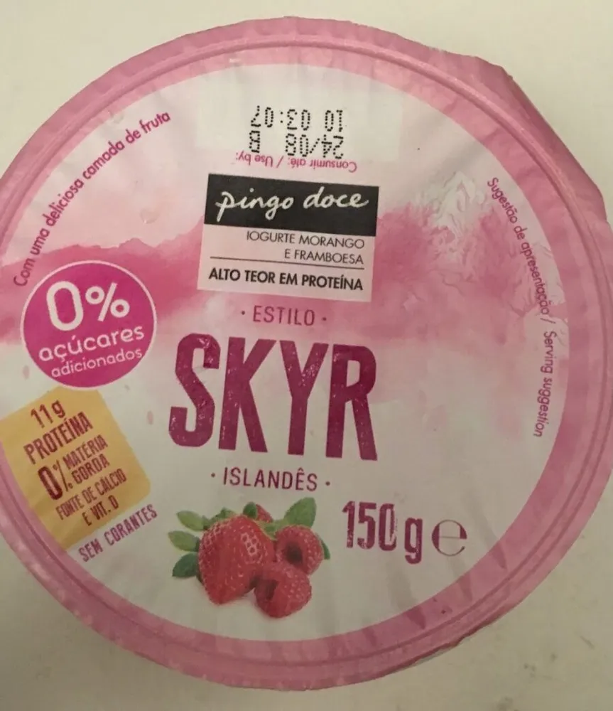 Iogurte Morango e Framboesa Estilo Skyr Islandês